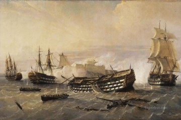 Buque de guerra Painting - Barcos británicos en la Guerra de los Siete Años antes de las Batallas Navales de La Habana